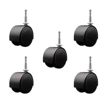Service Caster 2-3/8'' Floor Safe Black Hooded Twin Wheel Caster Grip Neck Stem, 5PK SCC-GN02S60D-NYU-FB-5